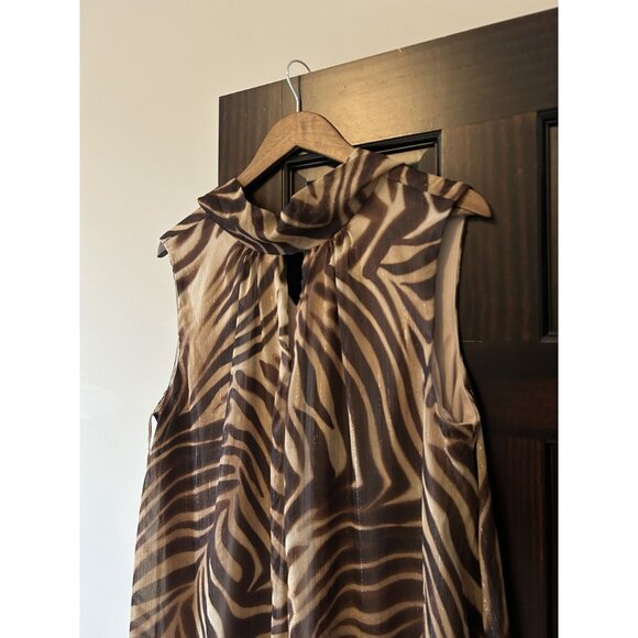 London Times Zebra Print Shimmer Dress Size 16 – Bold Statement Midi Night-Out C - Picture 10 of 10